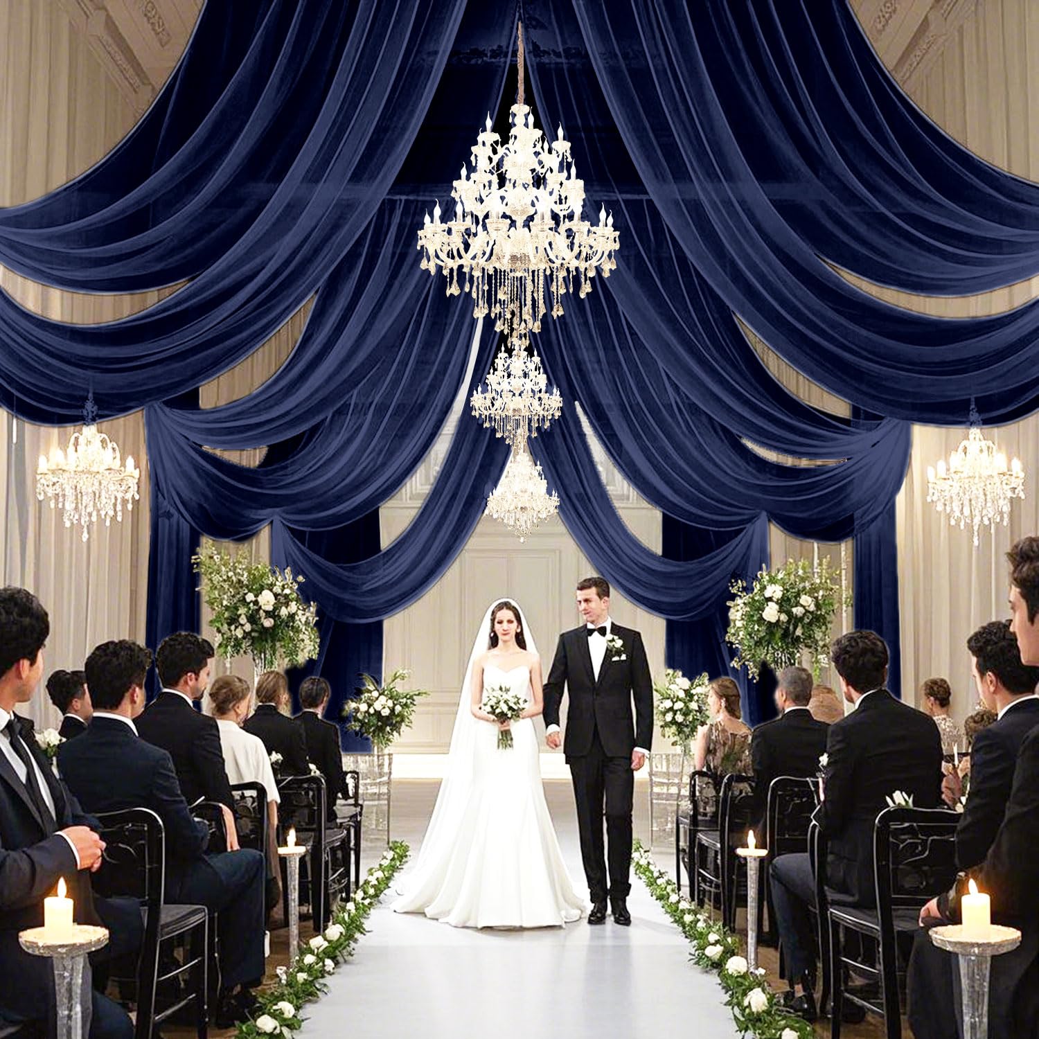 ウェディング 高砂 布 ブルー 生地 結婚式 披露宴 アーチ装飾